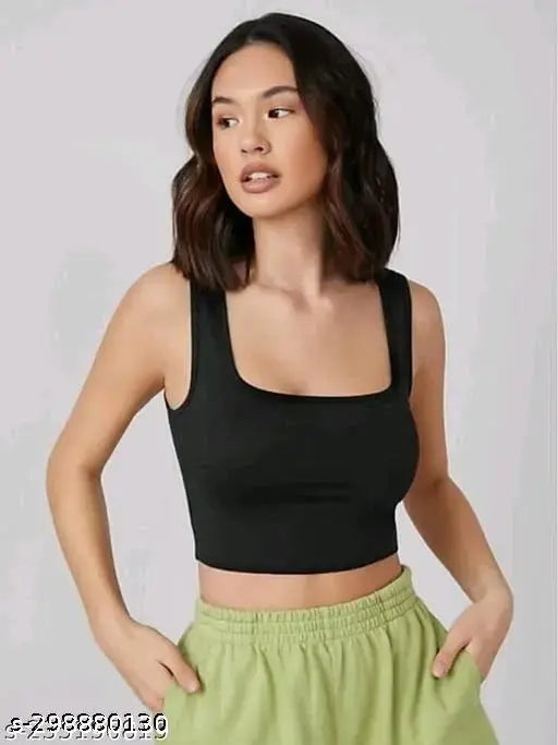 Cotton blend sleeveless women's rib top, solid net design - XXS (34in bust, 27in length) made in India