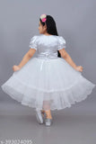 White net embellished dress, knee-length for girls' parties, Indian craftsmanship