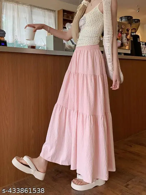 Pink ruffled skirt