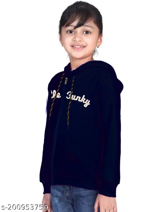 Pure cotton unisex kids embroidered hoodie - printed funky design, long sleeves