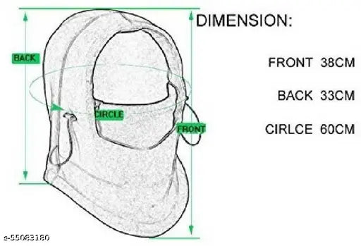 Black thermal fleece balaclava cap with a neck opening and a front pocket