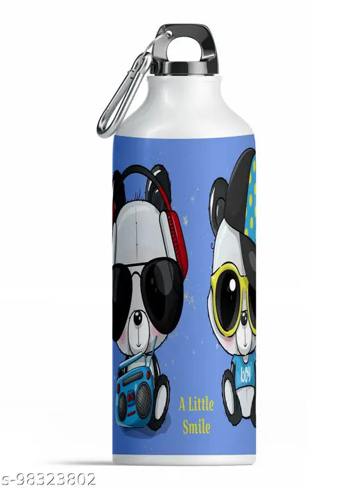 Aluminum panda printed sports sipper water bottle (600ml), trendy for gym, yoga, kids, and adults