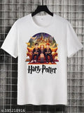 Harry Potter white polyester round neck T-shirt for kids, printed design on front