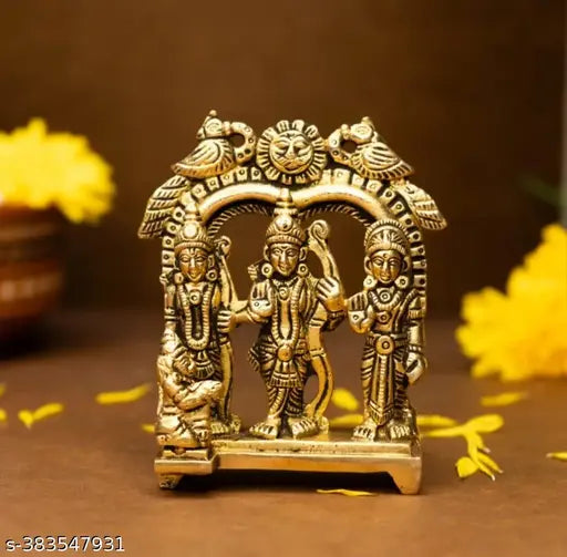 Pure brass Ram Darbar Murti decorative showpiece (84cm x 8.5cm), traditional Indian artisanal statue