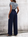 Striped net Lycra jumpsuit for women, fashionable sleeveless outfit, size S, M, L, XL from India