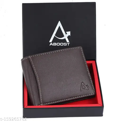 Brown leather ABOOST RFID wallet, 2 compartments, 7 card slots, gift for men, top-grain Indian leather