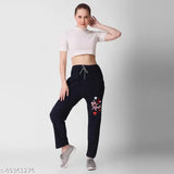 Women's navy blue leggings with white waistband and black drawstrings