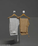 Beige cotton formal pants combo set for women, includes two pants