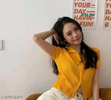 Designer Lycra top, short sleeves, solid net, XS-XXL. Beautiful zippered knitwear from India