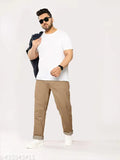 Brown cotton men's relaxed fit jeans
