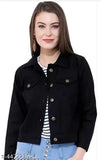 Black denim jacket, solid pattern, long sleeves, authentic Indian-made