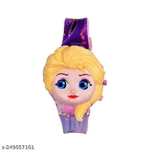 Blue kids music watch with princess design and blue eyes, gifted for birthday