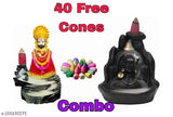 Black, stone diyas; Khatu shyam and Shiv yogi combo, with 40 free colorful cones