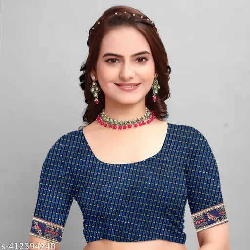 Blue Zamato Embroidered Traditional Wear Saree with Fensi Lace and Diamond Work - Lightweight, Comfortable, Formal Hour Attire