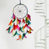 Handmade dream catcher wall art with feathered tails