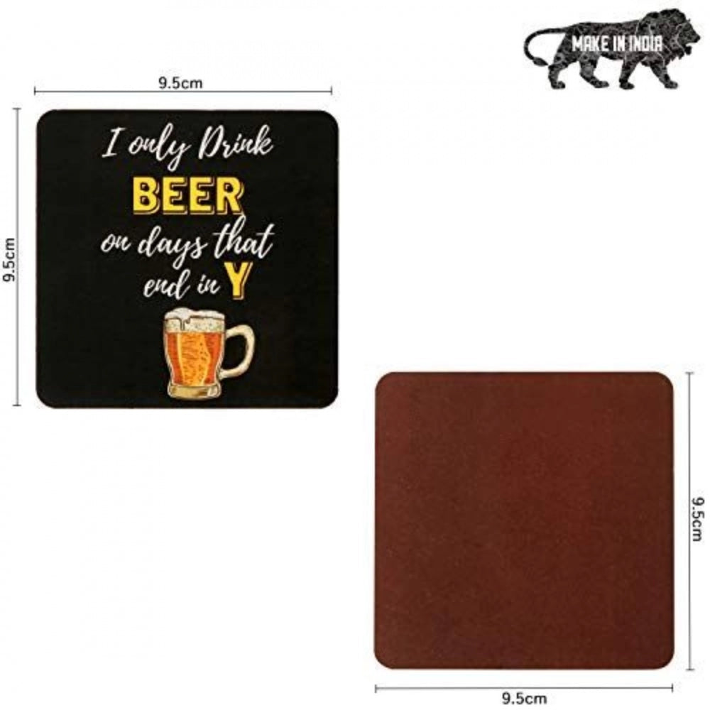 Wooden coasters set of 4 with beer quote, suitable for tea or coffee use