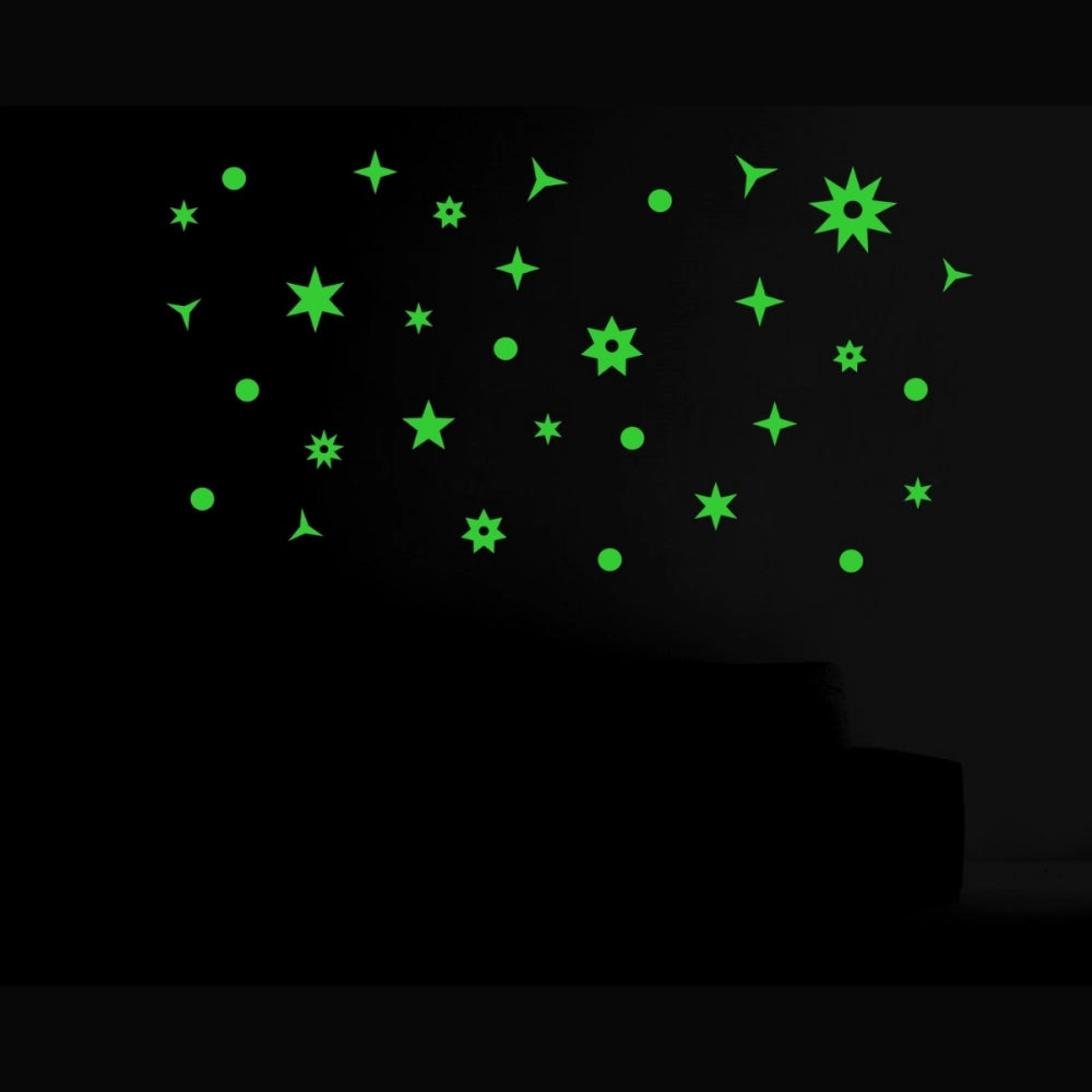 Green galaxy stars vinyl wall sticker, peel and stick, 71x37cm, energy-efficient decor for a calming space