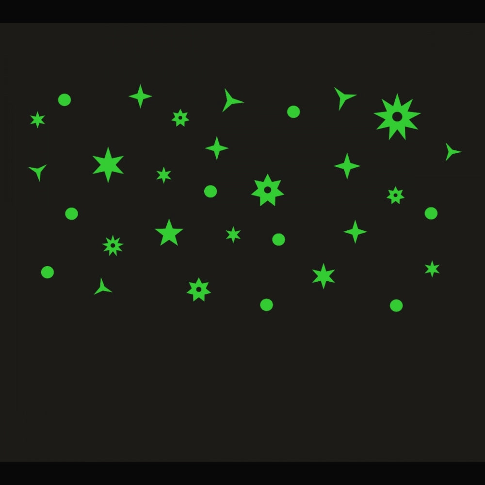 Green vinyl galaxy wall sticker, peel-and-stick design, 71x37cm, relaxing and calming decor