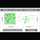 Green vinyl galaxy stars with moon radium wall sticker, decorative peel-and-stick design for calming, dark room ambiance (69x40cm)