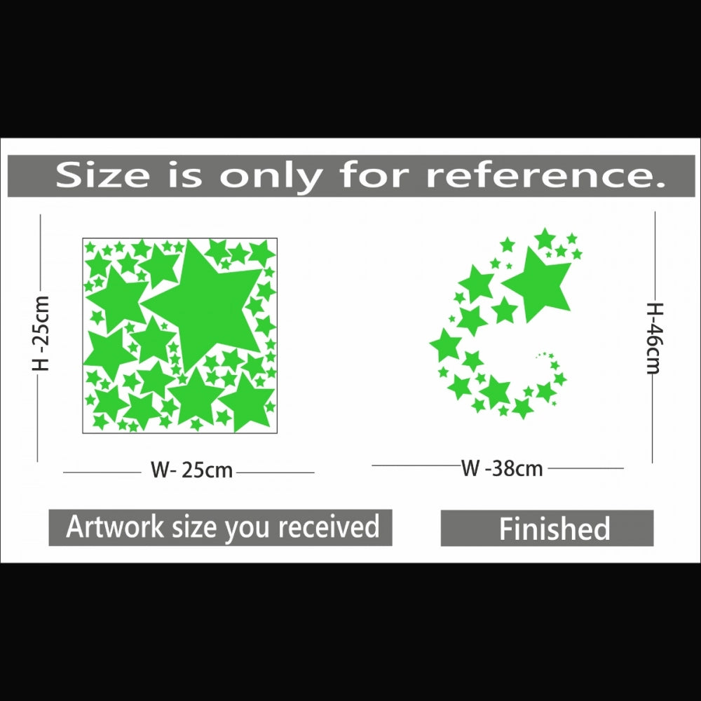 Green galaxy vinyl wall sticker, peel-and-stick design, 38x46cm, decorative celestial theme with moon radium