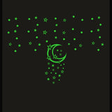 Green galaxy vinyl wall sticker with moon radium, peel-and-stick, 119x68cm, creating a relaxing, calming environment