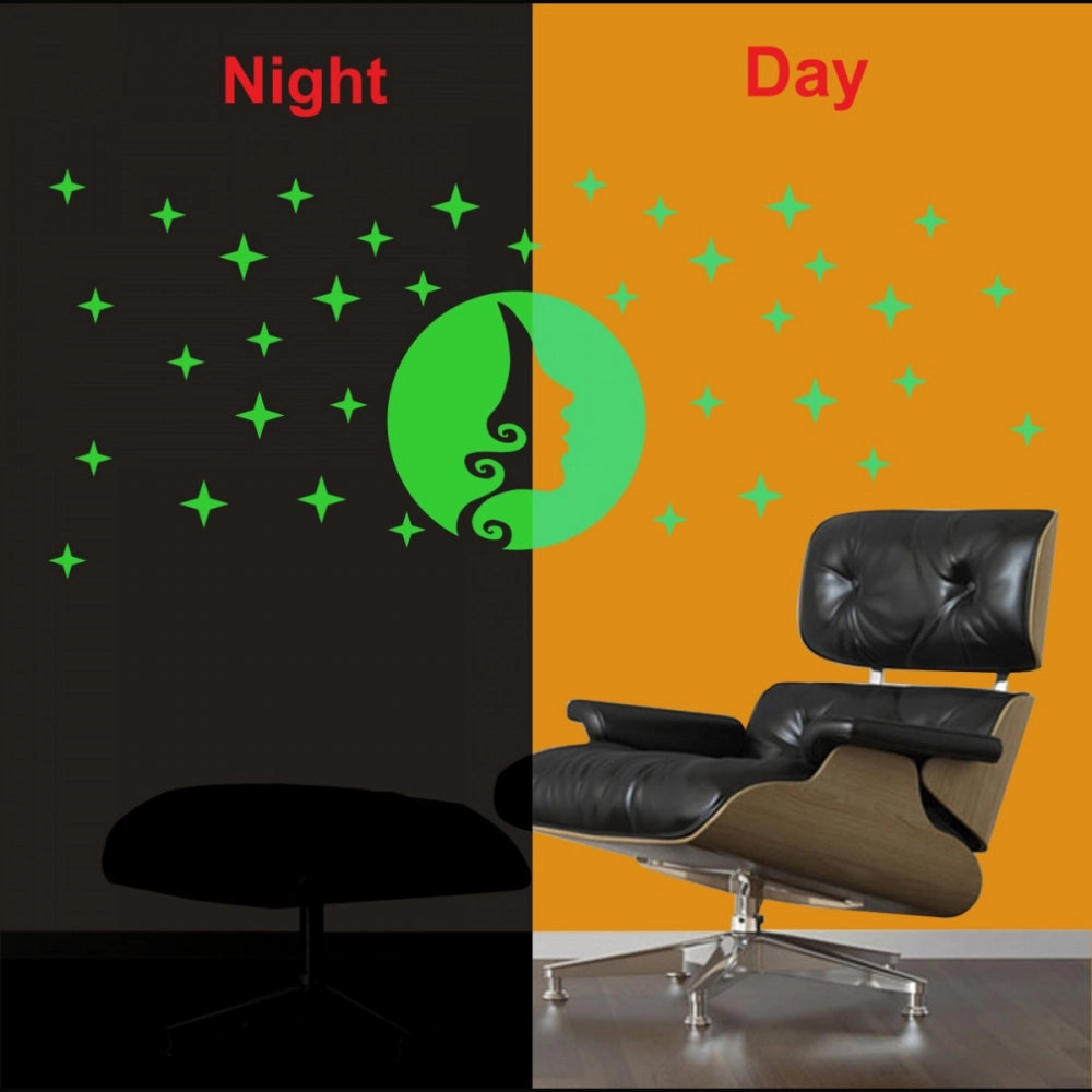 Green vinyl peel-and-stick wall decal, 61x30cm. Radium sticker for calming, dark bedroom decor