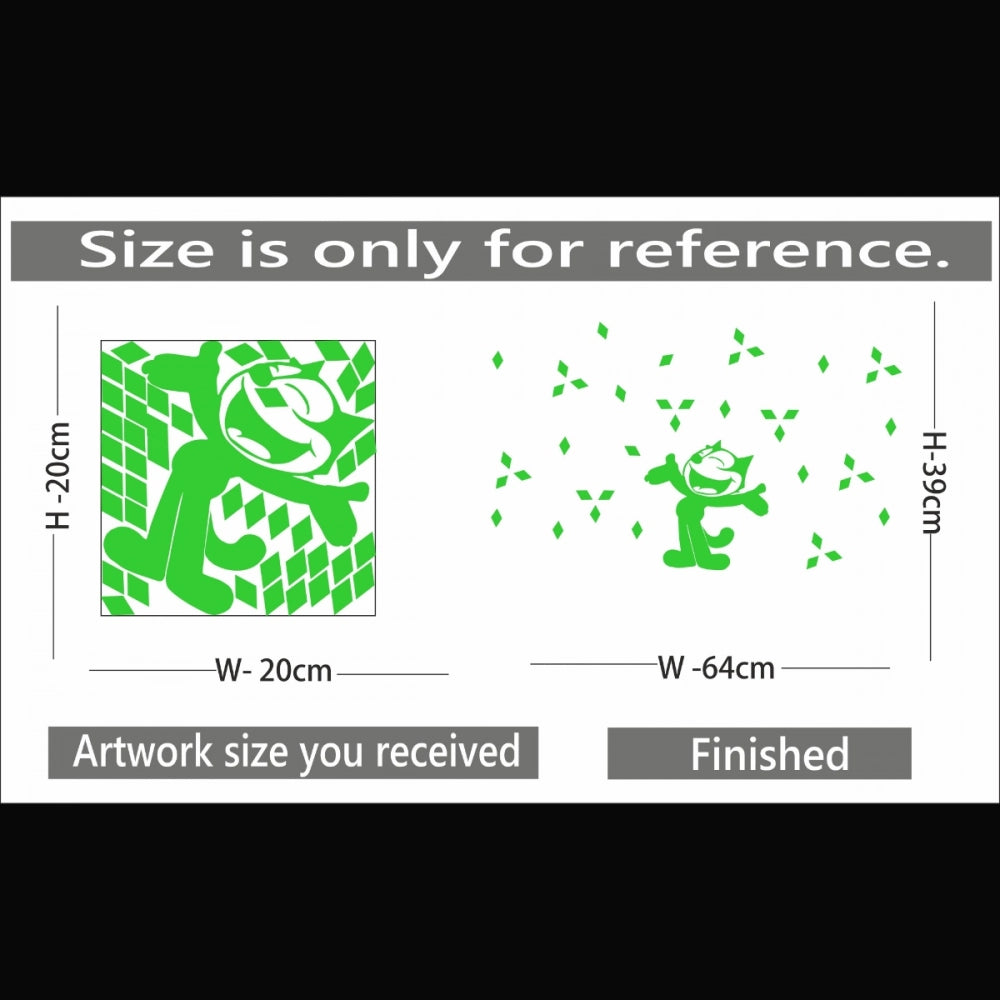 Green vinyl peel-and-stick radium wall decor for kids room, 64x39cm size, promotes peaceful sleep environment