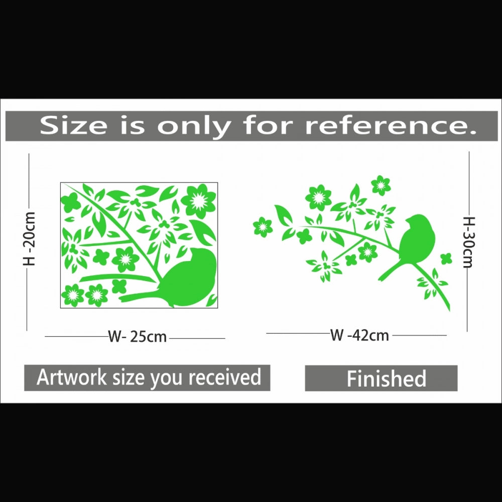 Green vinyl radium wall sticker for kid's room, promotes calming environment, peel-and-stick installation, 42x30cm size