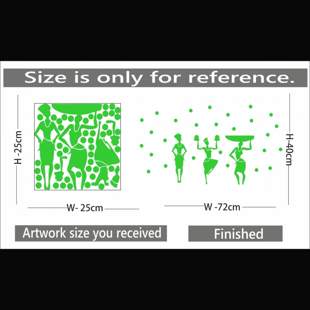 Green dancing lady radium vinyl wall sticker, peel & stick, decorative and relaxing 72x40cm night light solution