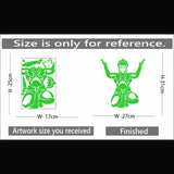 Green vinyl Hanuman Ji radium wall sticker for calm decor, peel & stick installation, 27x31cm size