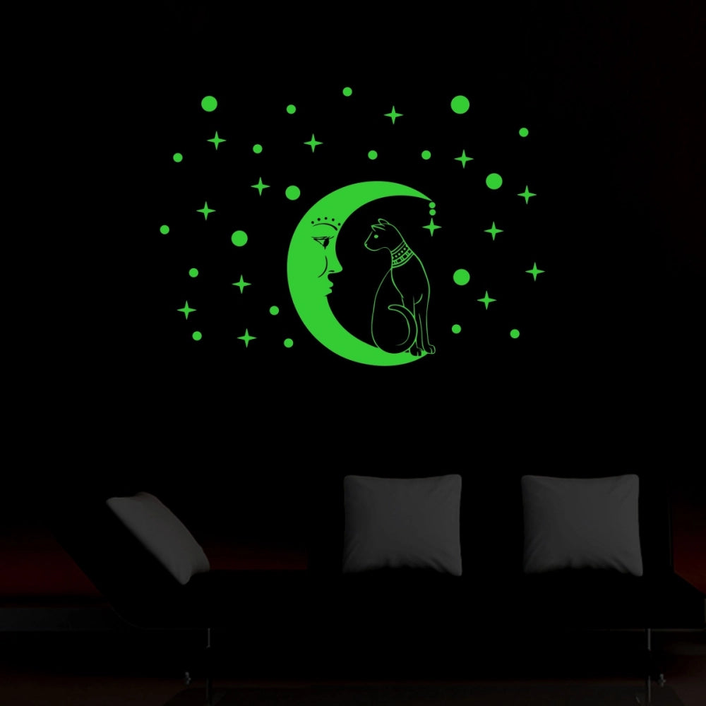 Green galaxy vinyl wall sticker, peel-and-stick design, 61x37cm, glows with radium night glow, creating a relaxing ambiance