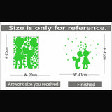 Green galaxy vinyl peel-and-stick wall decal, 43x42cm. Relaxing, calming night decor for dark spaces