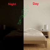 Green galaxy vinyl wall sticker, peel-and-stick design, 41x74cm, energy-saving decor for calming bedroom environment