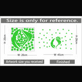 Green vinyl decorative radium wall sticker, peel-and-stick, 45x28cm. Relaxing bedroom accent for dark spaces, reducing need for electric light sources