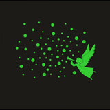 Green vinyl decorative radium wall sticker, peel-and-stick, 53x39cm, energy-saving lighting solution for a relaxing bedroom