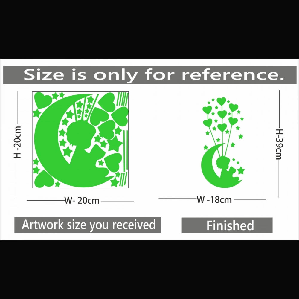 Green vinyl peel-and-stick radium wall decor, 18x39cm - creates a calming, light-free environment