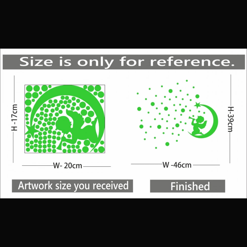 Green vinyl peel-and-stick decorative radium wall sticker, 46x39cm. A calming, energy-efficient lighting alternative