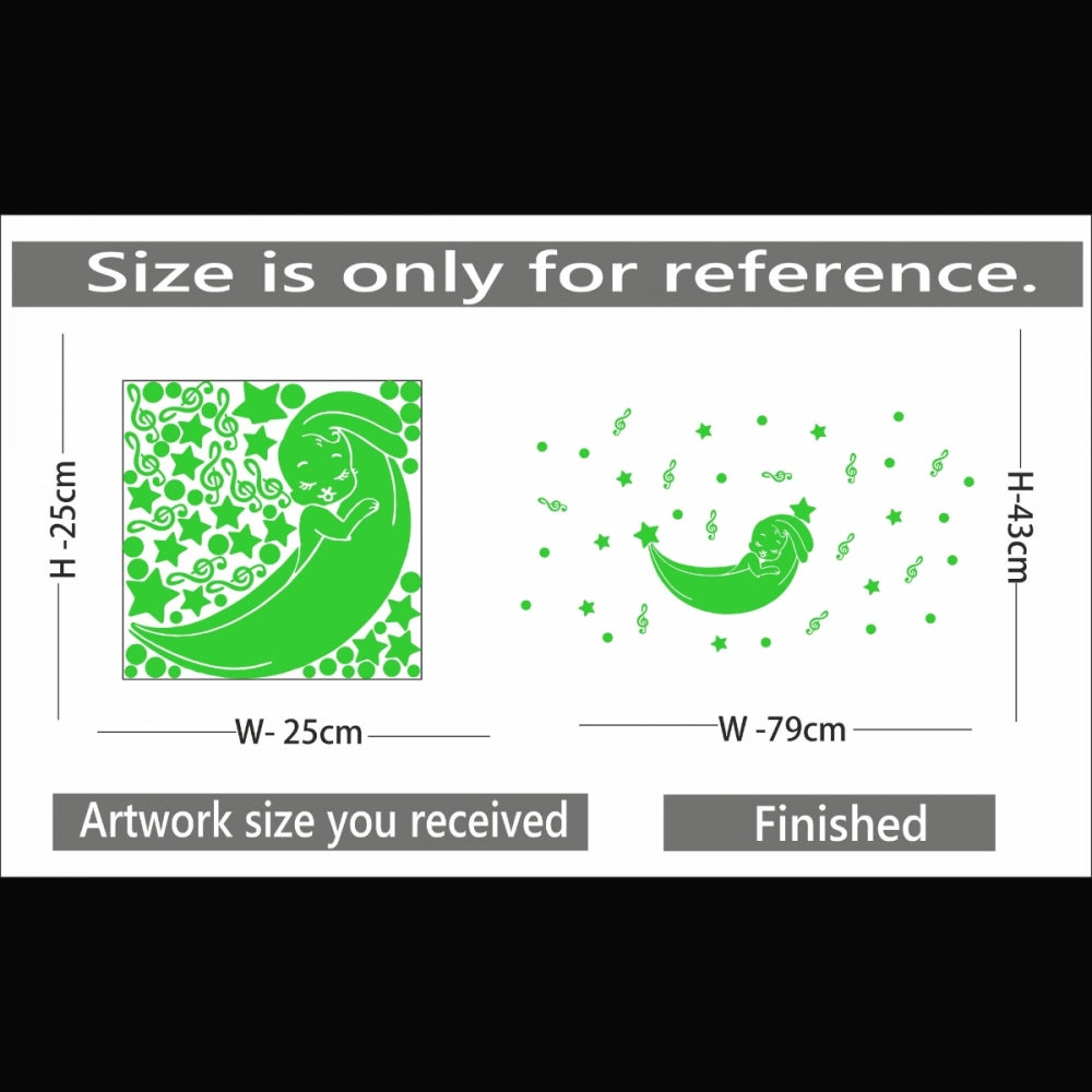 Green vinyl peel-and-stick radium wall sticker for kids room decor, 79x43cm, promoting calming atmosphere