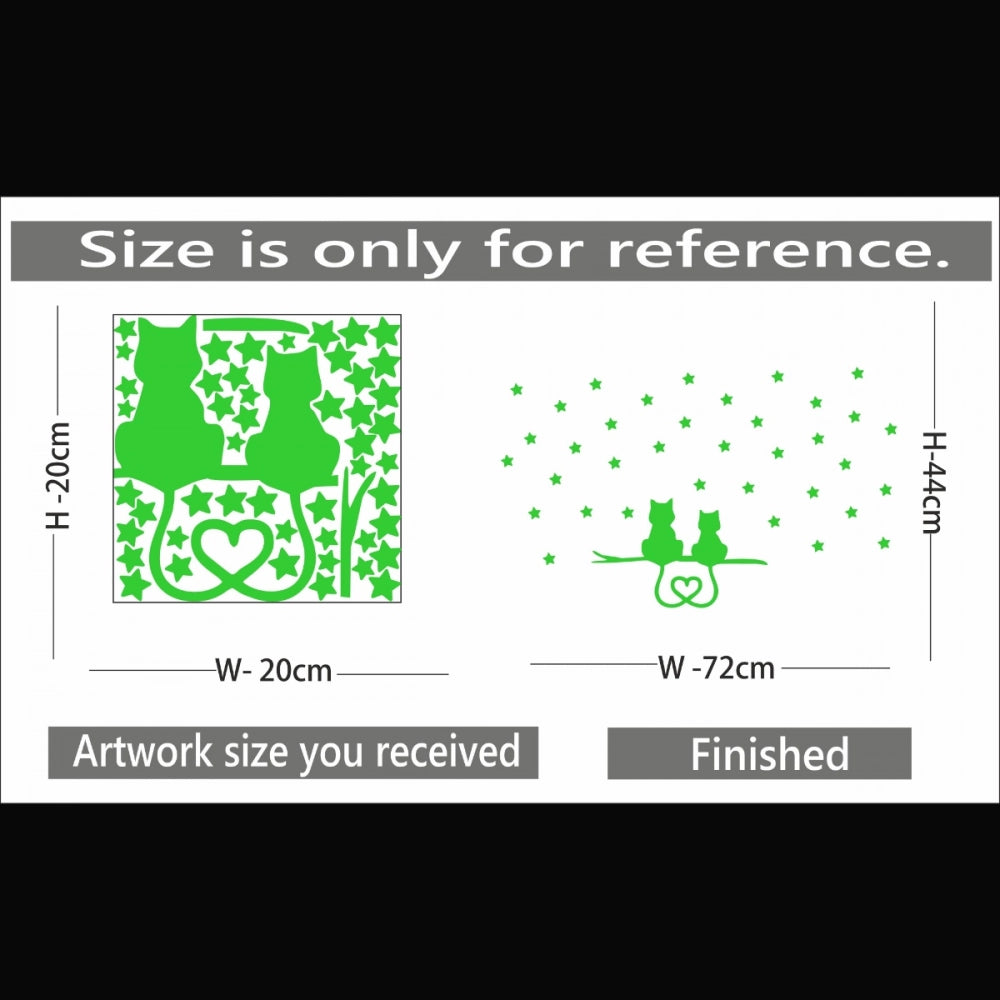 Green vinyl radium wall sticker for kids room decor, peel-and-stick installation, 72x44cm size