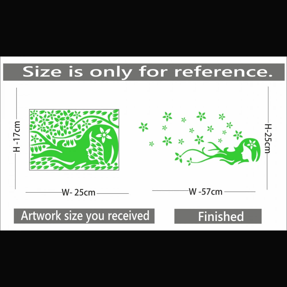 Green vinyl peel-and-stick radium wall decal (57x25cm), enhances relaxing, calming bedroom decor