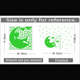 Green vinyl radium wall sticker for kids room decor, peel-and-stick, 55x38cm, energy-efficient, promoting sleep and tranquility