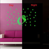 Green decorative radium vinyl wall sticker, peel and stick, 45x28cm. Relaxing and calming night accent without electric lights
