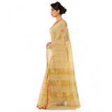 Chikoo Kota Doria Cotton saree set with blouse (6-3 meters), zari stripes design for casual, festive wear