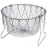 Assorted color foldable stainless steel strainer chef basket for easy kitchen storage and multiple uses