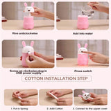 Assorted rabbit-shaped USB humidifier with LED lamp and aroma oil diffuser for car, home, and office