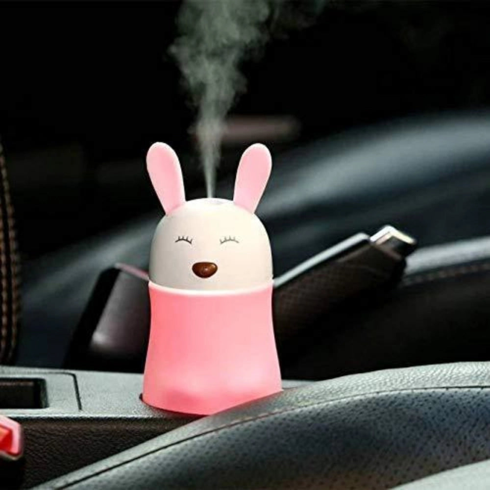 Assorted rabbit-shaped USB humidifier with LED lamp, perfect for car, home, or office air freshening
