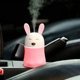 Assorted rabbit-shaped USB humidifier with LED lamp, perfect for car, home, or office air freshening