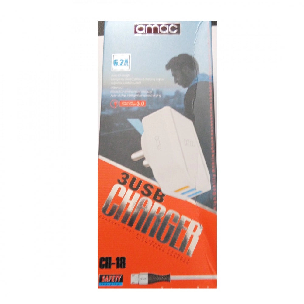 This is an image of a branded power adapter packaging. It appears to be for a device that can accommodate multiple USB cables simultaneously, typically used to charge electronic devices like smartphones or tablets. The packaging is in English and shows the product inside with its features and compatibility information