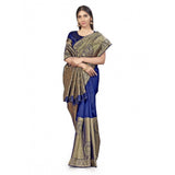 Navy Blue Banarasi Silk Saree (5-6 Mtrs) - Traditional weaving for casual, festive wear for women