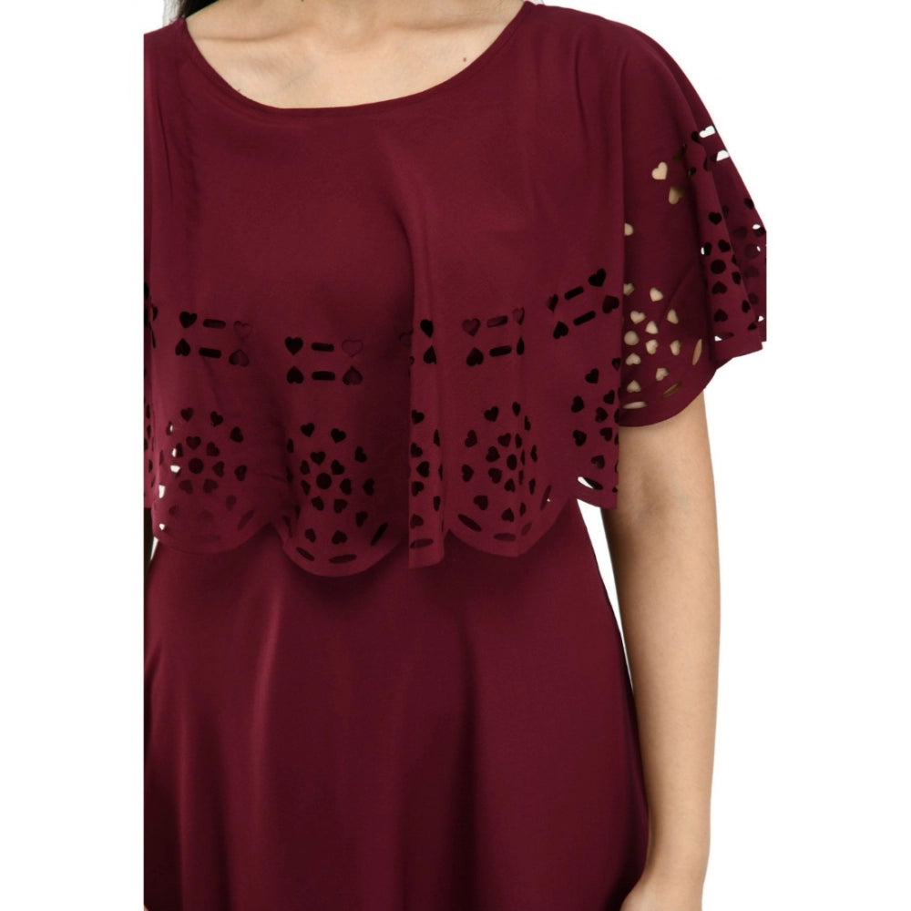 Wine crepe sleeveless full length gown